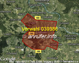 Vorwahlkarte 039386 – Seehausen Altmark