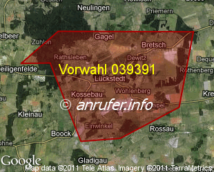 Vorwahlkarte 039391 – Lückstedt