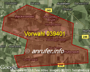 Vorwahlkarte 039401 – Neuwegersleben