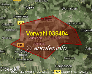 Vorwahlkarte 039404 – Ausleben