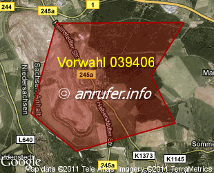 Vorwahlkarte 039406 – Harbke