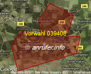 Vorwahlkarte 039408 – Hadmersleben