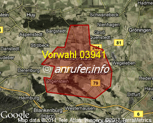 Vorwahlkarte 03941 – Halberstadt