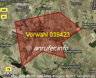 Vorwahlkarte 039423 – Wegeleben