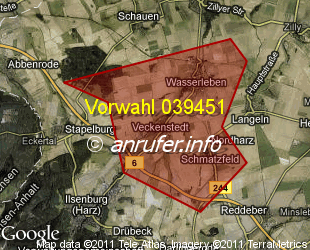 Vorwahlkarte 039451 – Wasserleben
