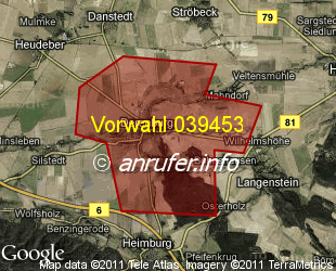 Vorwahlkarte 039453 – Derenburg