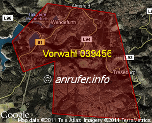 Vorwahlkarte 039456 – Altenbrak