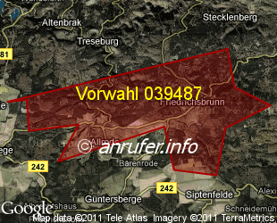 Vorwahlkarte 039487 – Friedrichsbrunn