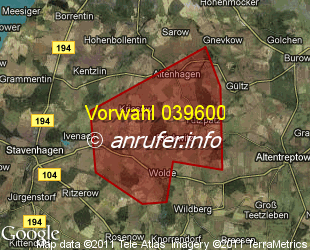 Vorwahlkarte 039600 – Zwiedorf