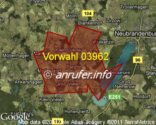 Vorwahlkarte 03962 – Penzlin b Waren