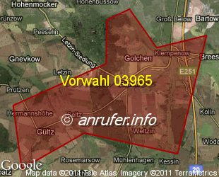 Vorwahlkarte 03965 – Burow b Altentreptow