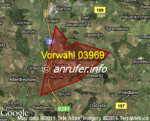 Vorwahlkarte 03969 – Siedenbollentin