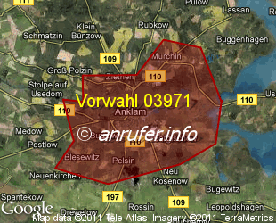 Vorwahlkarte 03971 – Anklam