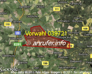 Vorwahlkarte 039721 – Liepen b Anklam