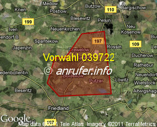 Vorwahlkarte 039722 – Sarnow b Anklam