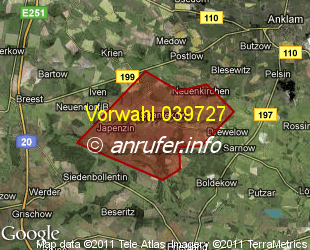 Vorwahlkarte 039727 – Spantekow