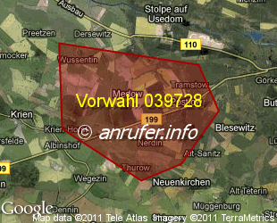 Vorwahlkarte 039728 – Medow b Anklam