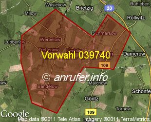 Vorwahlkarte 039740 – Nechlin