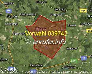 Vorwahlkarte 039742 – Brüssow b Pasewalk