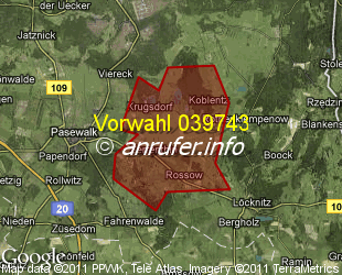Vorwahlkarte 039743 – Zerrenthin