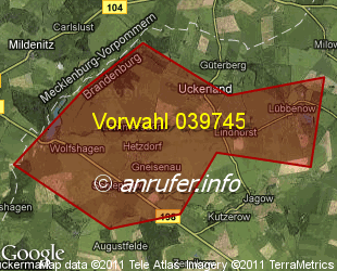 Vorwahlkarte 039745 – Hetzdorf b Strasburg