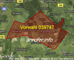 Vorwahlkarte 039747 – Züsedom