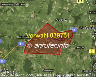 Vorwahlkarte 039751 – Penkun