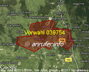 Vorwahlkarte 039754 – Löcknitz Vorpom