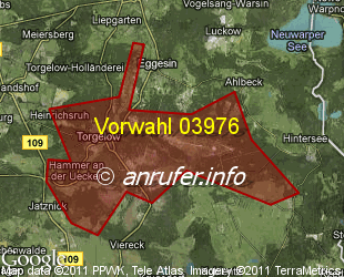 Vorwahlkarte 03976 – Torgelow b Ueckermünde