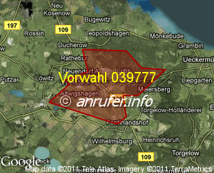 Vorwahlkarte 039777 – Borkenfriede