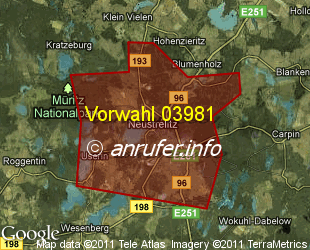 Vorwahlkarte 03981 – Neustrelitz