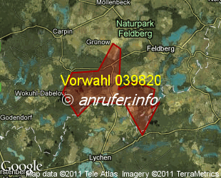 Vorwahlkarte 039820 – Triepkendorf