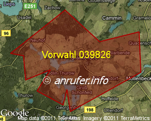 Vorwahlkarte 039826 – Blankensee b Neustrelitz