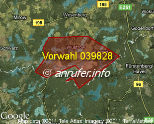 Vorwahlkarte 039828 – Wustrow Kr Mecklenburg-Strelitz