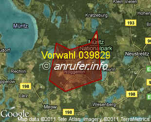 Vorwahlkarte 039829 – Blankenförde