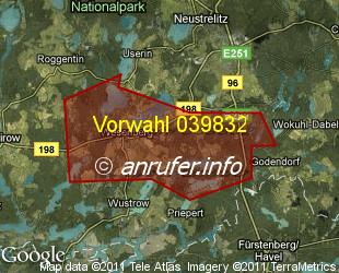 Vorwahlkarte 039832 – Wesenberg Meckl