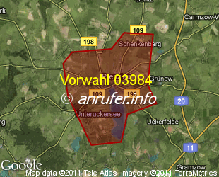 Vorwahlkarte 03984 – Prenzlau