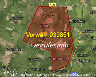 Vorwahlkarte 039851 – Göritz b Prenzlau