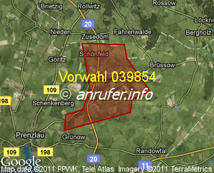 Vorwahlkarte 039854 – Kleptow