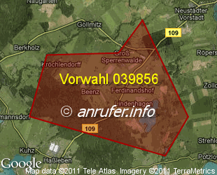 Vorwahlkarte 039856 – Beenz b Prenzlau