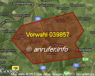 Vorwahlkarte 039857 – Drense