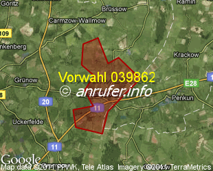 Vorwahlkarte 039862 – Schmölln b Prenzlau