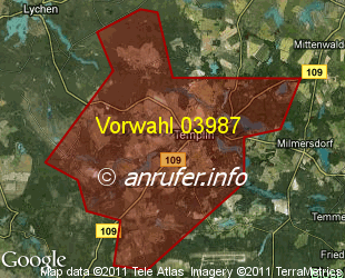 Vorwahlkarte 03987 – Templin