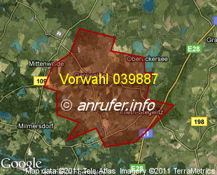 Vorwahlkarte 039887 – Gerswalde