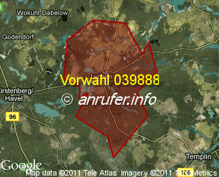 Vorwahlkarte 039888 – Lychen