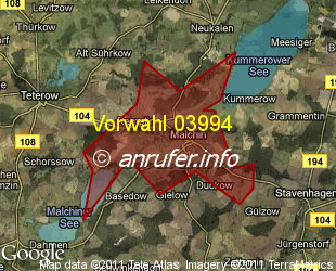 Vorwahlkarte 03994 – Malchin