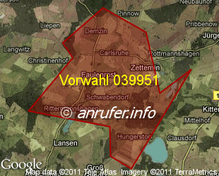 Vorwahlkarte 039951 – Faulenrost