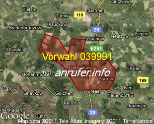Vorwahlkarte 039991 – Daberkow