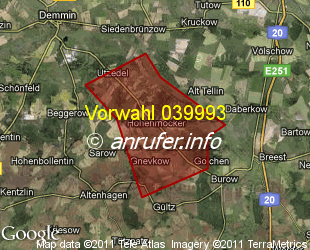 Vorwahlkarte 039993 – Hohenmocker