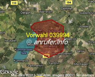 Vorwahlkarte 039994 – Metschow